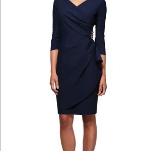 Alex Evenings Dress -Dark Navy Blue -3/4 sleeve  Worn once- like new